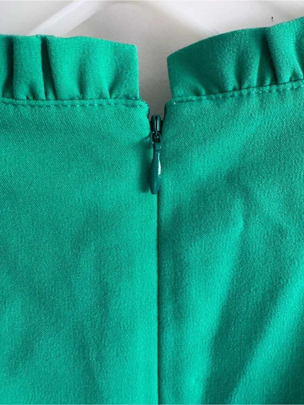 J. Crew Sleeveless Ruffle-Trim Shift Dress in Green